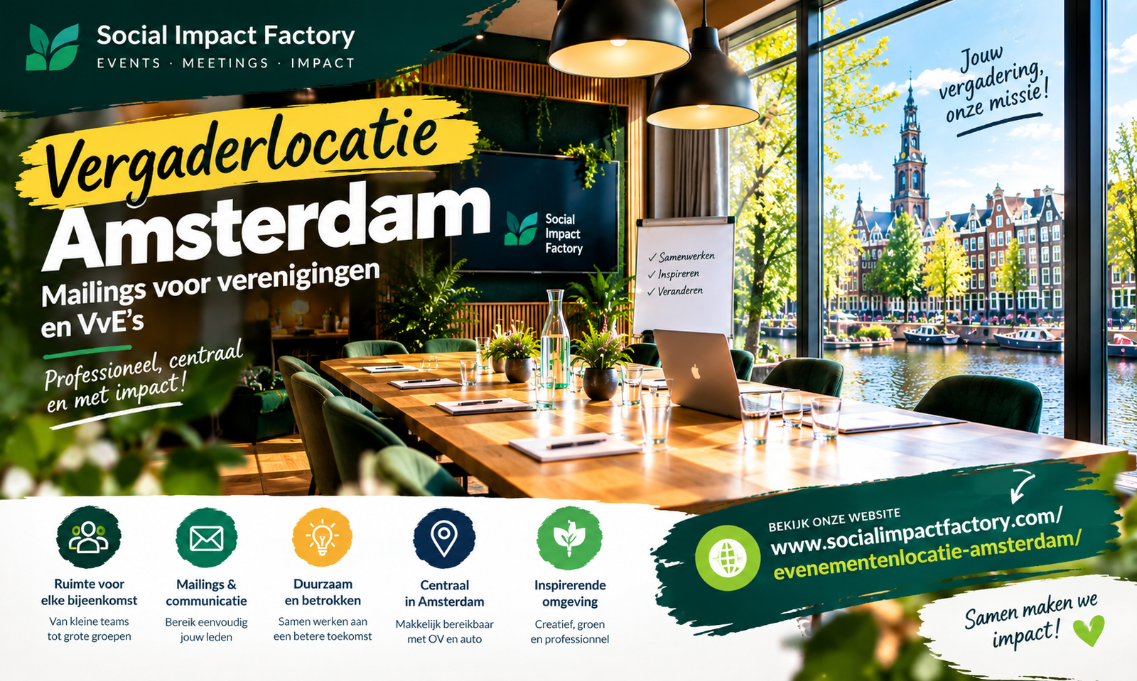 Vergaderlocatie Amsterdam voor verenigingen en VvE’s: waarom de locatie al begint in uw mailing